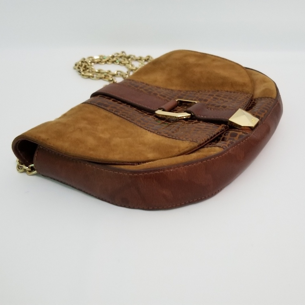 Henri Bendel Suede Brown Gold Chain Small Bag - Picture 3 of 8